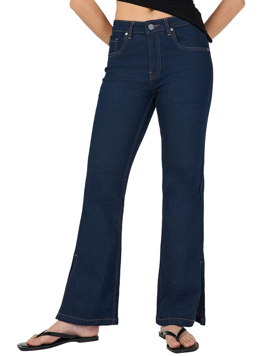 Bewakoof Womens Solid Bootcut Cotton Elastane Jeans_662175_Black_28