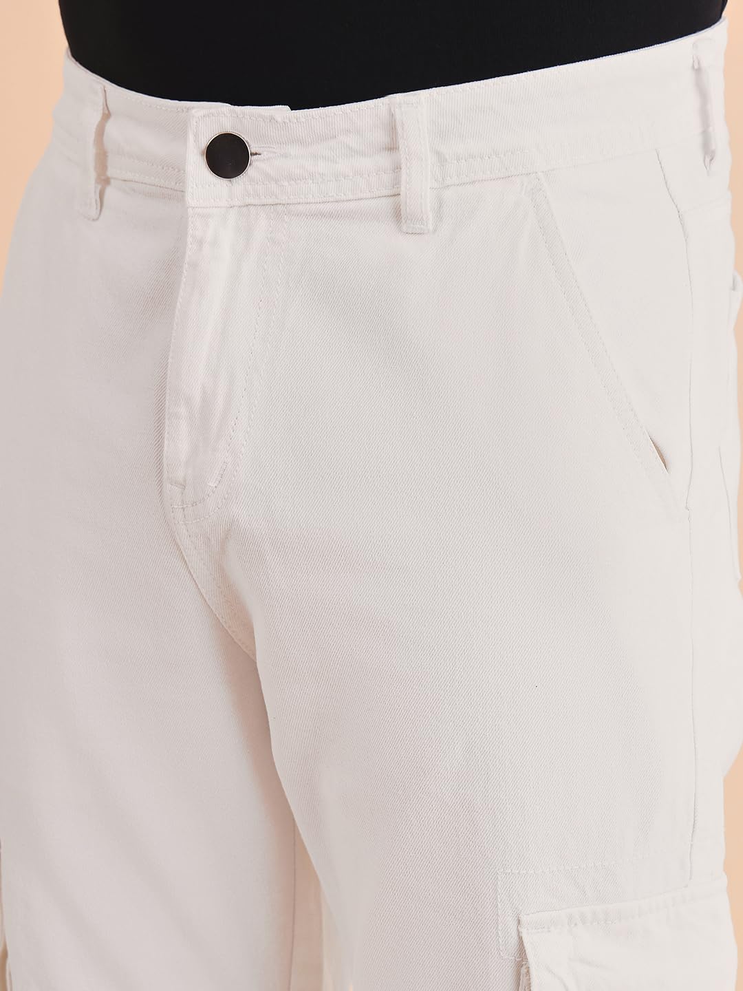 Style Quotient Men White Relaxed Fit Mid Rise Cargos