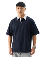 The Souled Store Solids :Navy Blue Men and Boys Short Sleeves Collared Neck Cotton Blend Oversized Polos