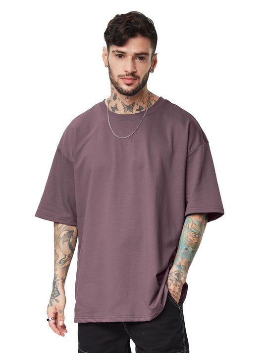 The Souled Store Original Solids Oversized: Mauve Men Oversized T-Shirts