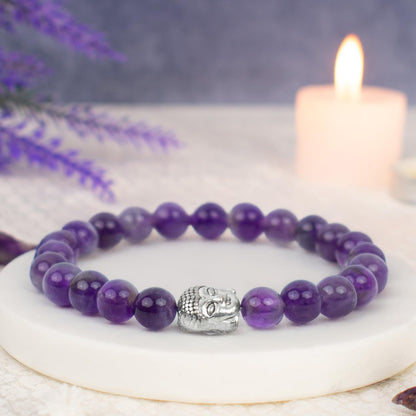 Astrotalk Amethyst Bracelet | Healing Crystal for Calmness & Spiritual Growth | Crystal Bracelet for Women & Men | Natural Amethyst Stone | Certificate of Authenticity