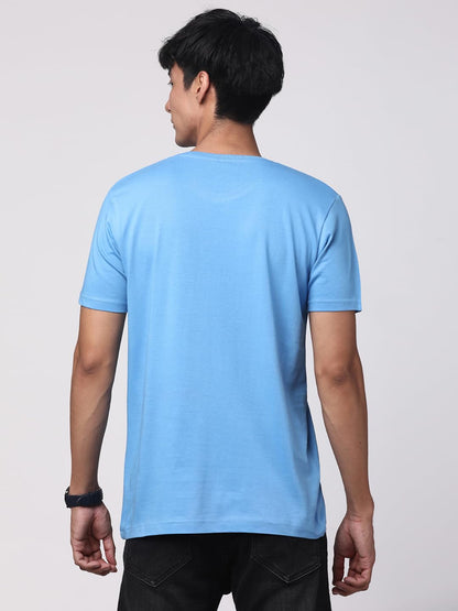 ADRO Men's Biker Design Printed 100% Cotton T-Shirt - Regular Fit, Printed T-Shirts for Men (RN24-KTM-SK_Sky Blue)