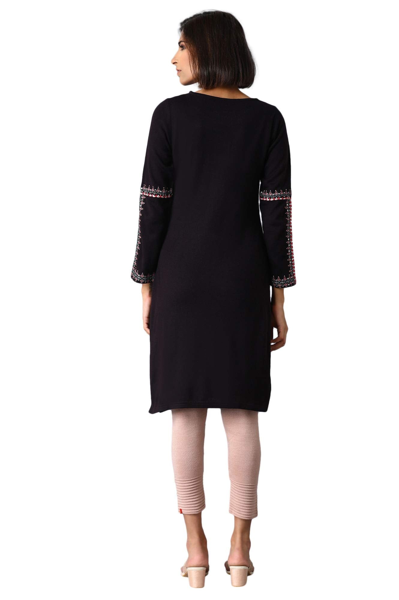 W for Woman Purple Solid Acrylic Kurta