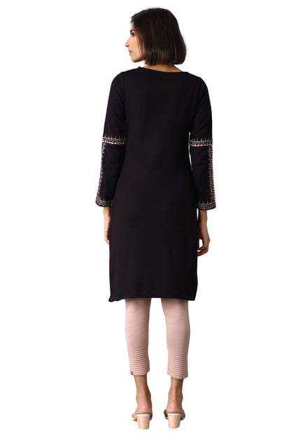 W for Woman Purple Solid Acrylic Kurta