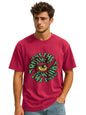 Veirdo Mens Oversized Loose Baggy Fit Drop Shooulder Short Sleeve Cotton Want The Truth Magenta Graphic Printed T-Shirt