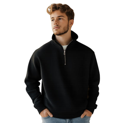 Nobero MenS Cotton Fleece Blend::Polycotton Crew Neck Sweatshirt (1M-Twss-R0032_Black