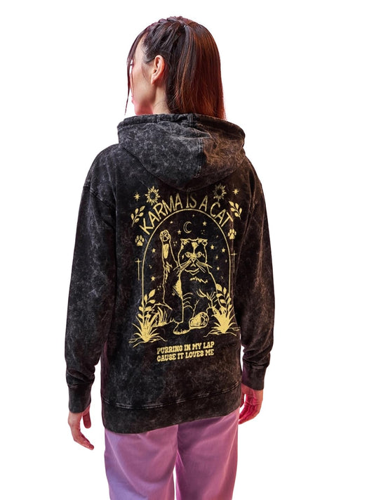 Bewakoof Womens Graphic Printed Oversized Fit Full Sleeve Fleece Acid Wash Hoodies_629663_Black_2XL