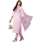 GoSriKi Women's Cotton Blend Straight Solid Kurta with Pant & Dupatta (Ramaneey_New-GO)