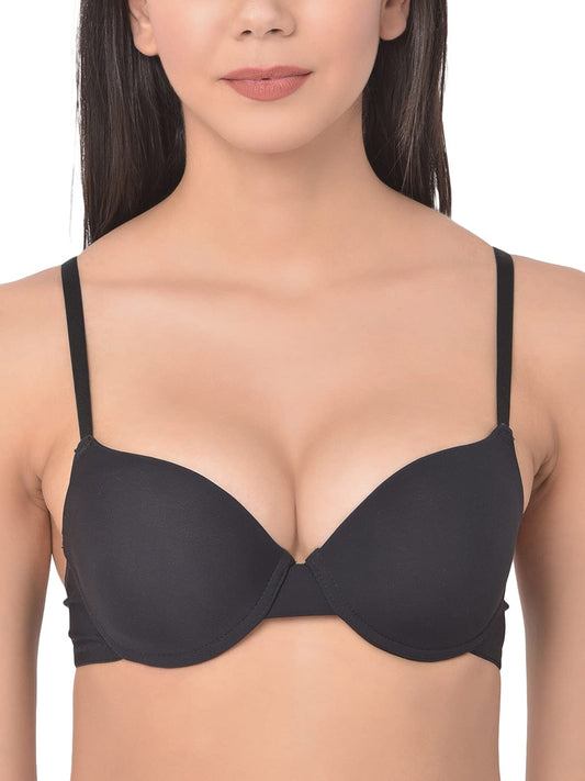 Clovia Womens Level 1 Push-up Underwired Demi Cup T-Shirt Bra (BR2237P13_Black_38B)