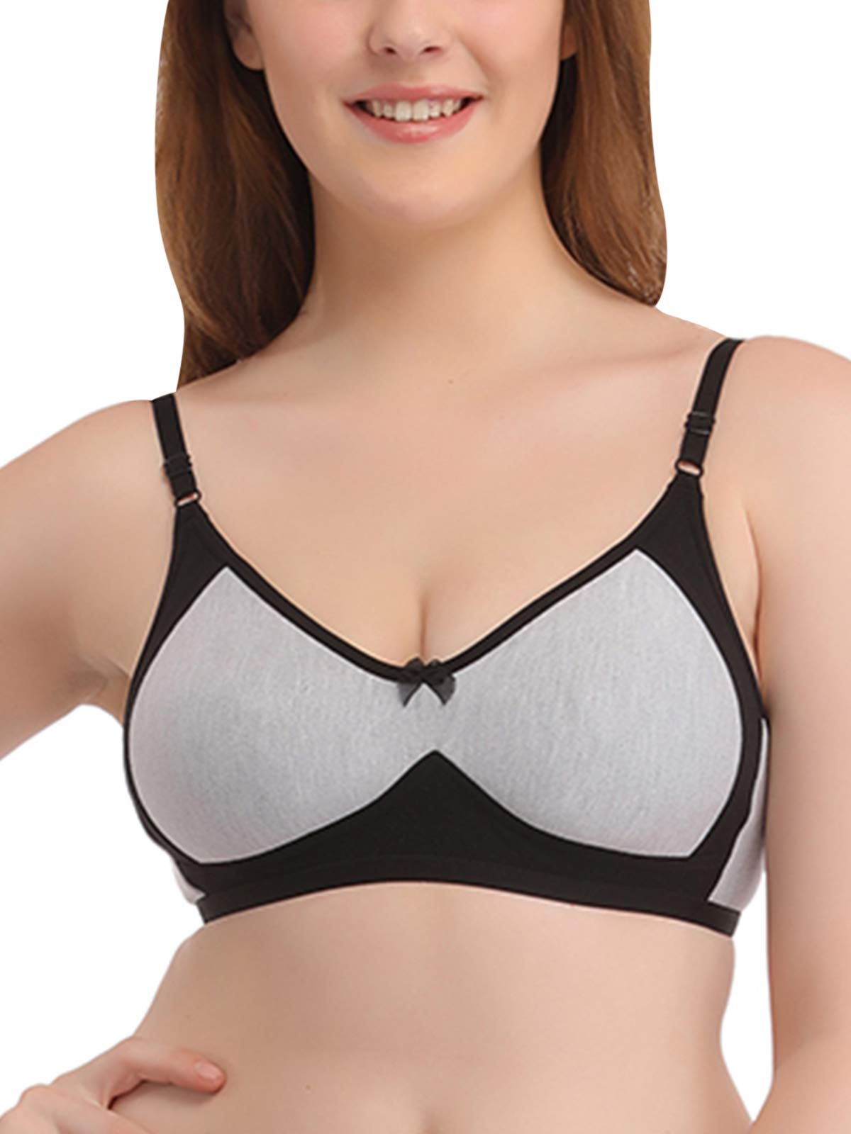 Clovia Womens Full Cup Non-Padded Wirefree T-Shirt Bra with Contrast Color - Black (BR0746P13_Black_40C)
