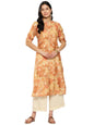 Libas WomenS Silk Printed Straight Kurta (26288_Brown