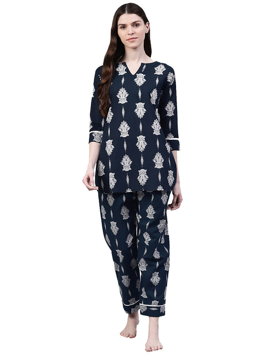 Stylum Womens Floral Print Cotton Night Suit Set