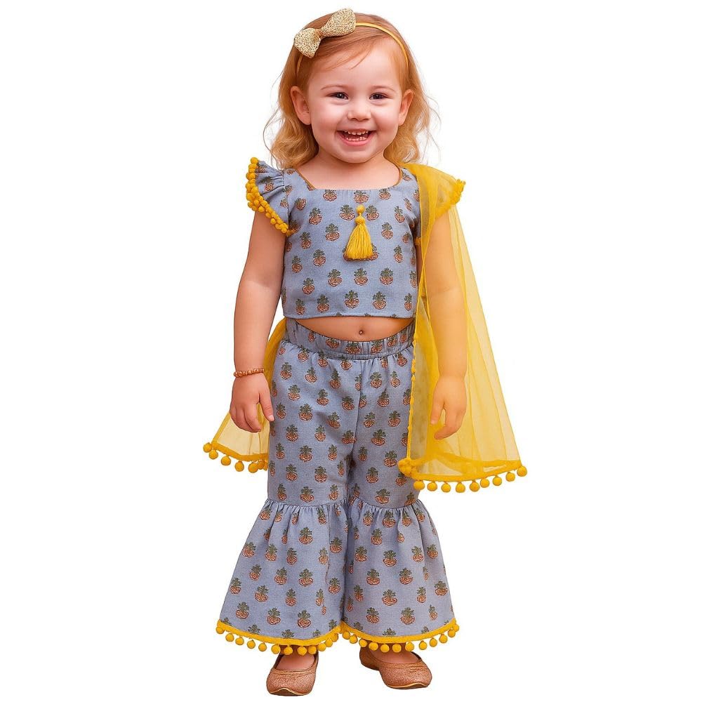 A.T.U.N. (ALL THINGS UBER NICE) Girls Kurti, Sharara and Dupatta Set | Comfortable Ethnic Wear Clothing Set