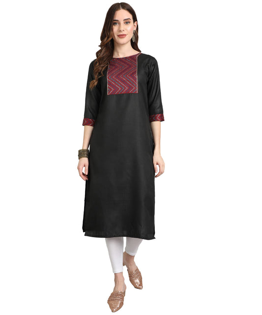 Yashika Womens Cotton Blend Beige Color Straight Solid Kurti