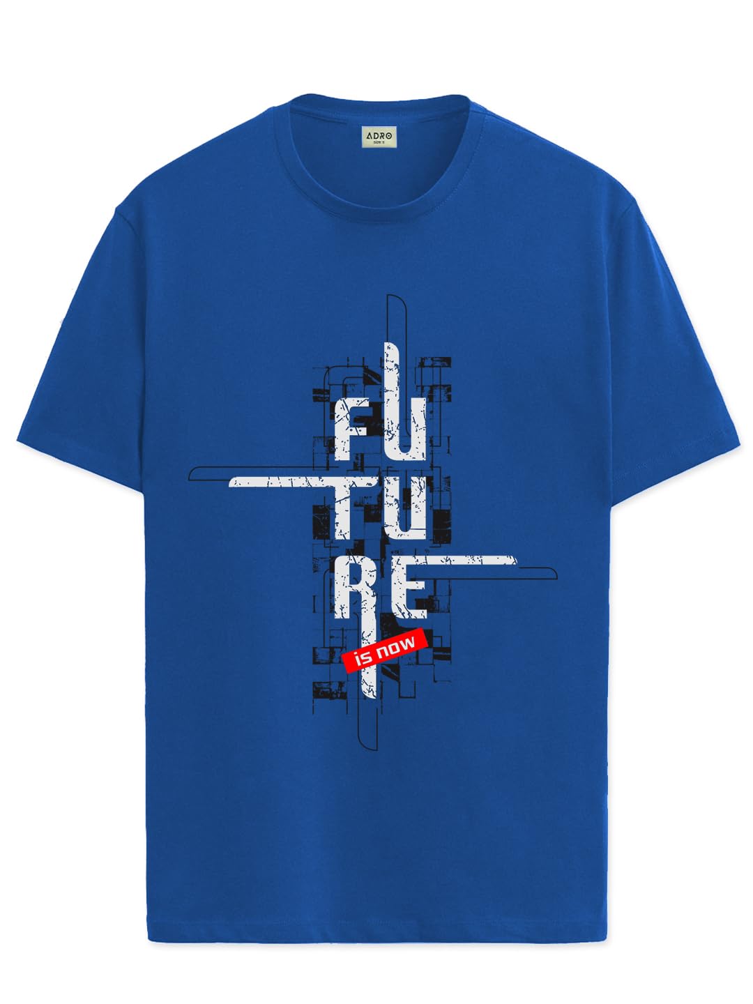 ADRO Men's Graphic Printed 100% Cotton T-Shirt - Regular Fit, Printed T-Shirts for Men (RN24-FTR-RB_Royal Blue)