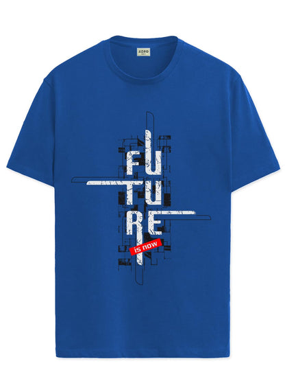 ADRO Men's Graphic Printed 100% Cotton T-Shirt - Regular Fit, Printed T-Shirts for Men (RN24-FTR-RB_Royal Blue)