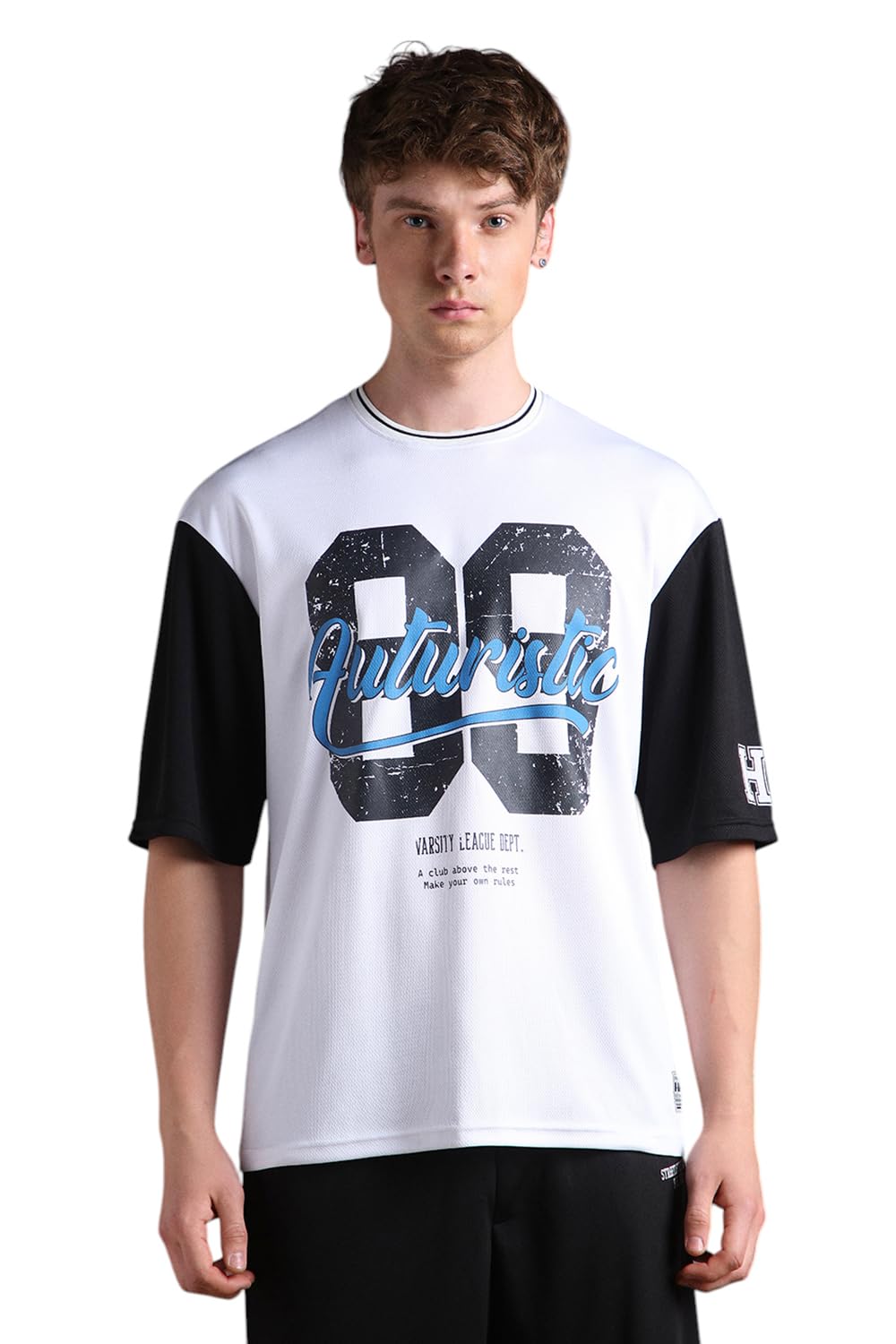 Hubberholme Men Printed Oversized Round Neck Half Sleeve Tshirts 124 White