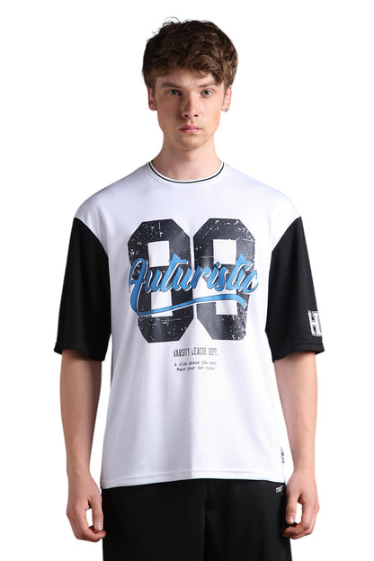 Hubberholme Men Printed Oversized Round Neck Half Sleeve Tshirts 124 White
