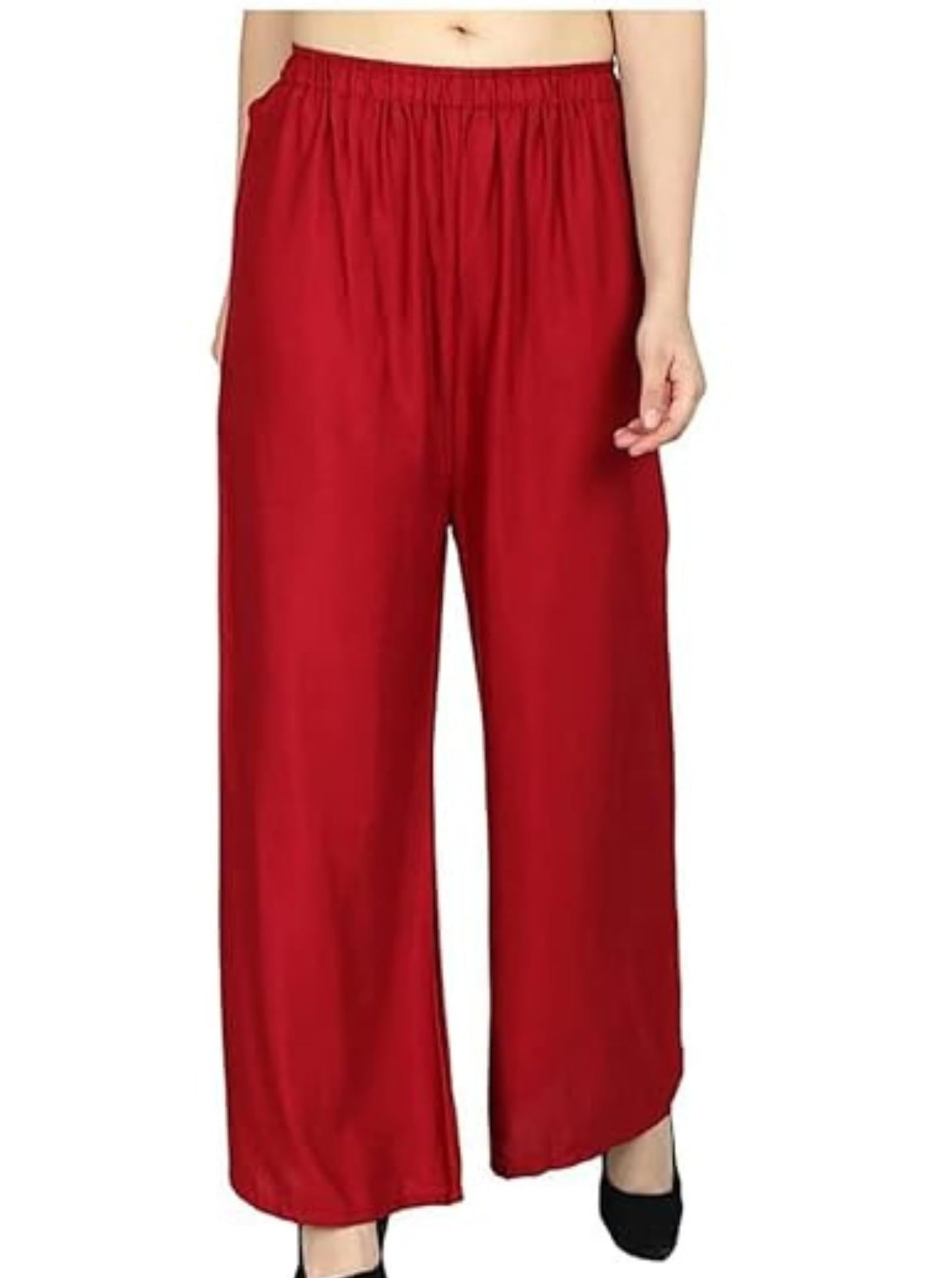 Fashion Gallery WomenS Rayon Relaxed Fit Palazzo Pants With Full Length Pull On Closure And Elasticated Flexible Waist|Palazzo