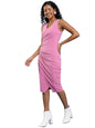 Ketch WomenS Cotton Blend Solid Pleated Wrap Front Dress Knee-Length Khj6000611_Pink