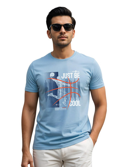 ADRO Men's Graphic Printed 100% Cotton T-Shirt - Regular Fit, Printed T-Shirts for Men (RN24-BCL-SK_Sky Blue)