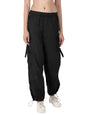 Noble Monk WomenS Plus Size Cargo Pants Flap Pocket Side High Elastic Waist Baggy Pants | Cargo Parachute Pants For Women Black