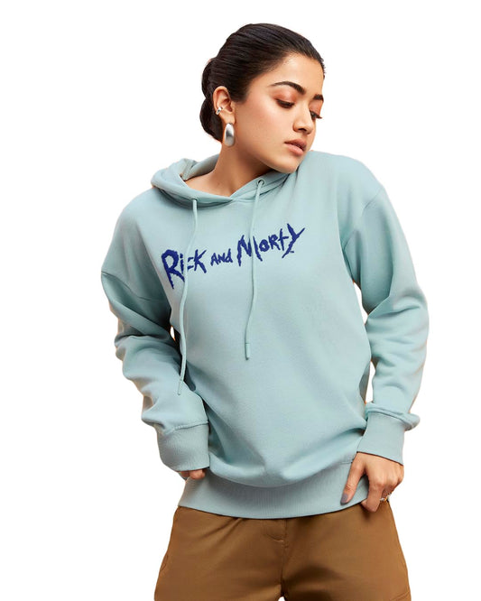 Bewakoof Official Rick and Morty Merchandise Womens Graphic Printed Oversized Fit Full Sleeve Hooded Neck Polycotton Hoodies 62