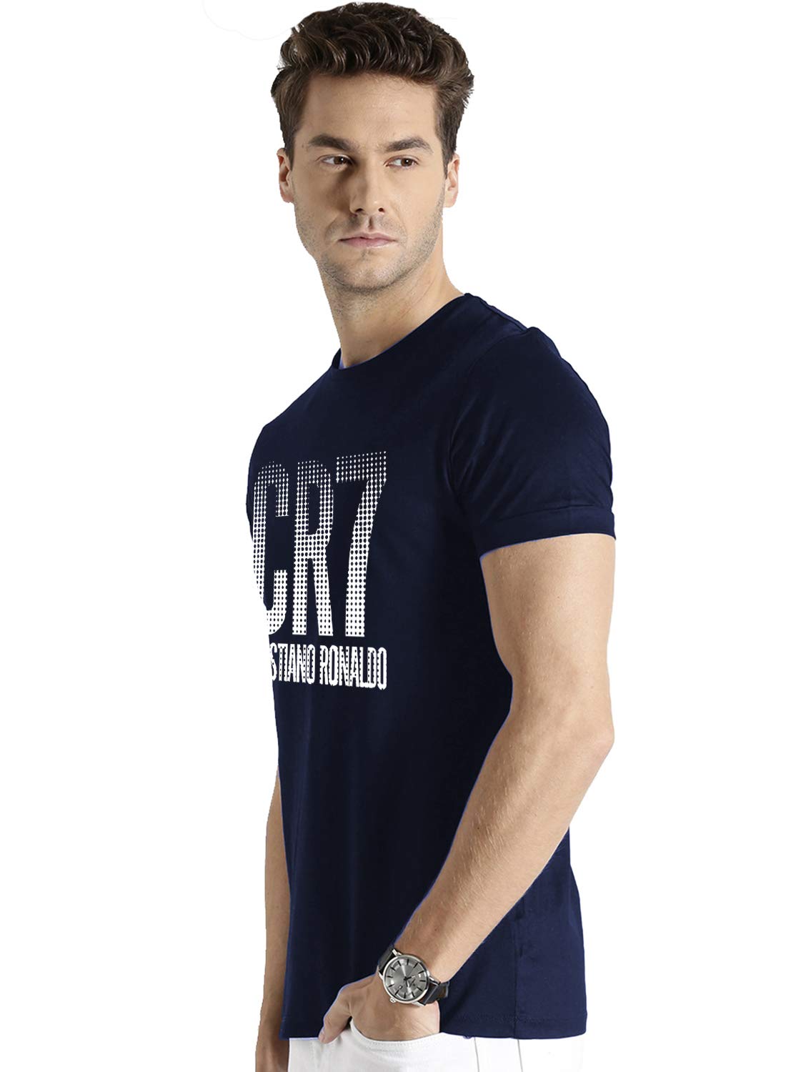 ADRO Design Printed Navy Blue T-Shirt for Men & Women (RNR-M-CR07-NB_Navy)