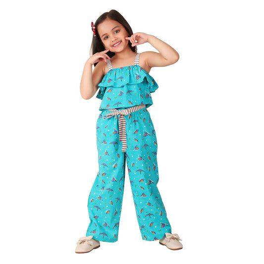Fabindia GirlS Cotton Straight Ankle Length Dress (1028755Teal_Teal