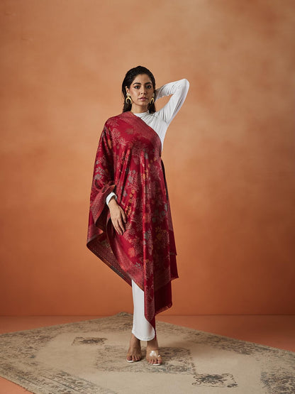 Pashmoda Women Nayab Kaani Wool Blend Stole (Size : 71X203 CM)