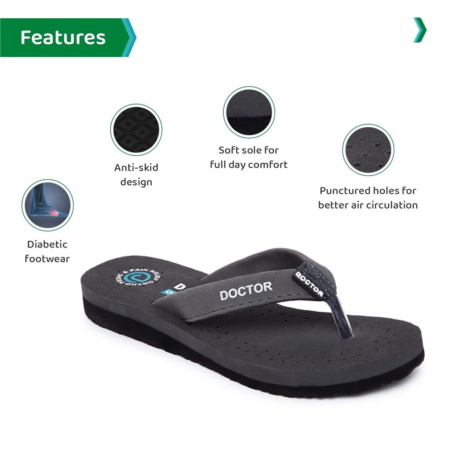 Ortho Joy Doctor Orthopedic Ladies Slippers | Soft Chappal For Women | Comfortable WomemsS Slipper | Mcr Chappals For Women Gre