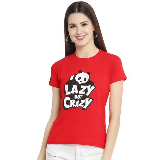Preneum Womens Cotton Regular Fit Trendy & Latest Graphic Stylish Printed Short Sleeves Casual & Regular T-Shirt, Imperial Red,