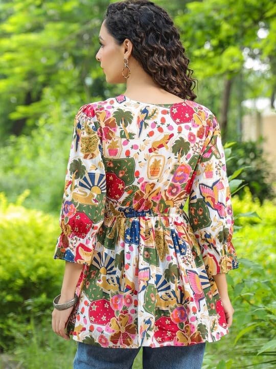 PATLANI Womens Floral Letest Design Digital Print Rayon Full Stitched Top.