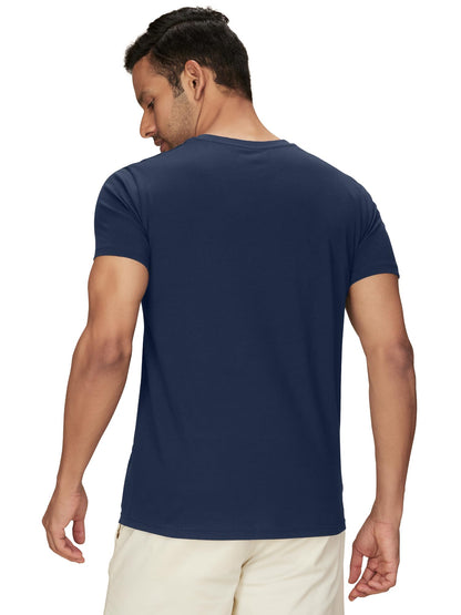 XYXX Mens Solid Regular Fit T-Shirt (XY_CR15_Tshirt_2_Bold Burgundy+Midnight Blue