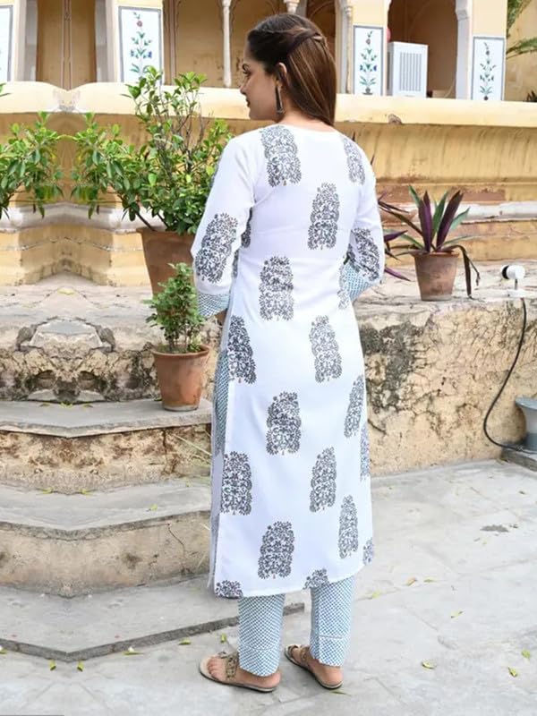 Pinkmint Womens Printed Straight Kurta with Pant & Dupatta Suit ll Festival Wear