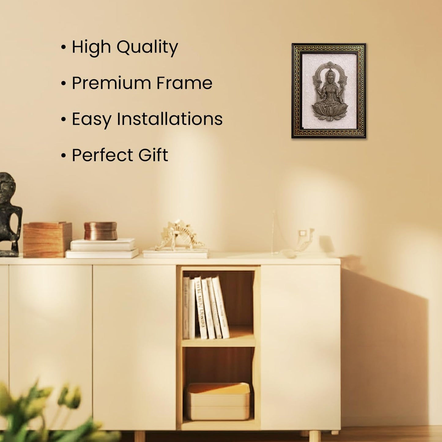 Astrotalk Pyrite Lakshmi Ji on Selenite Frame | Pyrite Stone Brings Money & Abundance | Maa Lakshmi Pooja Decorative Items for Home & Office | Gift for Man & Woman | 19x24x1 cm | 1 Piece