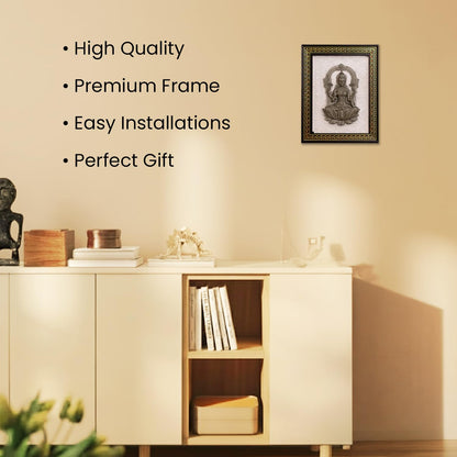 Astrotalk Pyrite Lakshmi Ji on Selenite Frame | Pyrite Stone Brings Money & Abundance | Maa Lakshmi Pooja Decorative Items for Home & Office | Gift for Man & Woman | 19x24x1 cm | 1 Piece