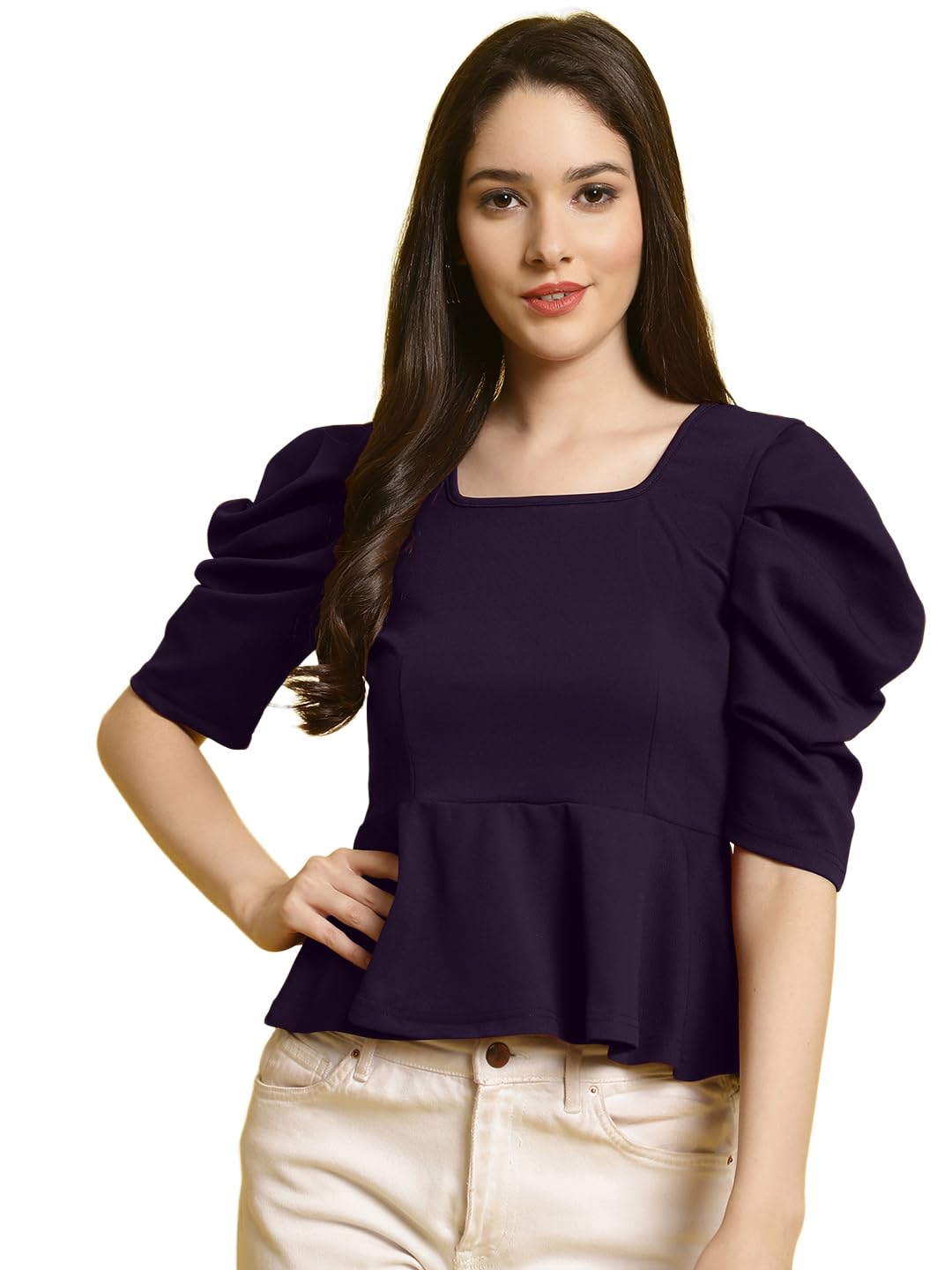 Tee Projekt Womens Casual Trendy Top with Stylish Short Puff Sleeves ll Soft & Stylish Womens Tee