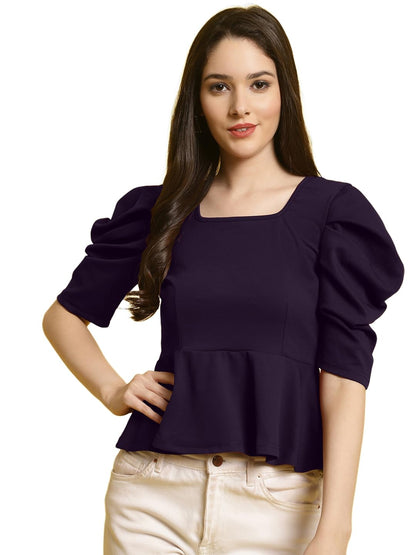Tee Projekt Womens Casual Trendy Top with Stylish Short Puff Sleeves ll Soft & Stylish Womens Tee