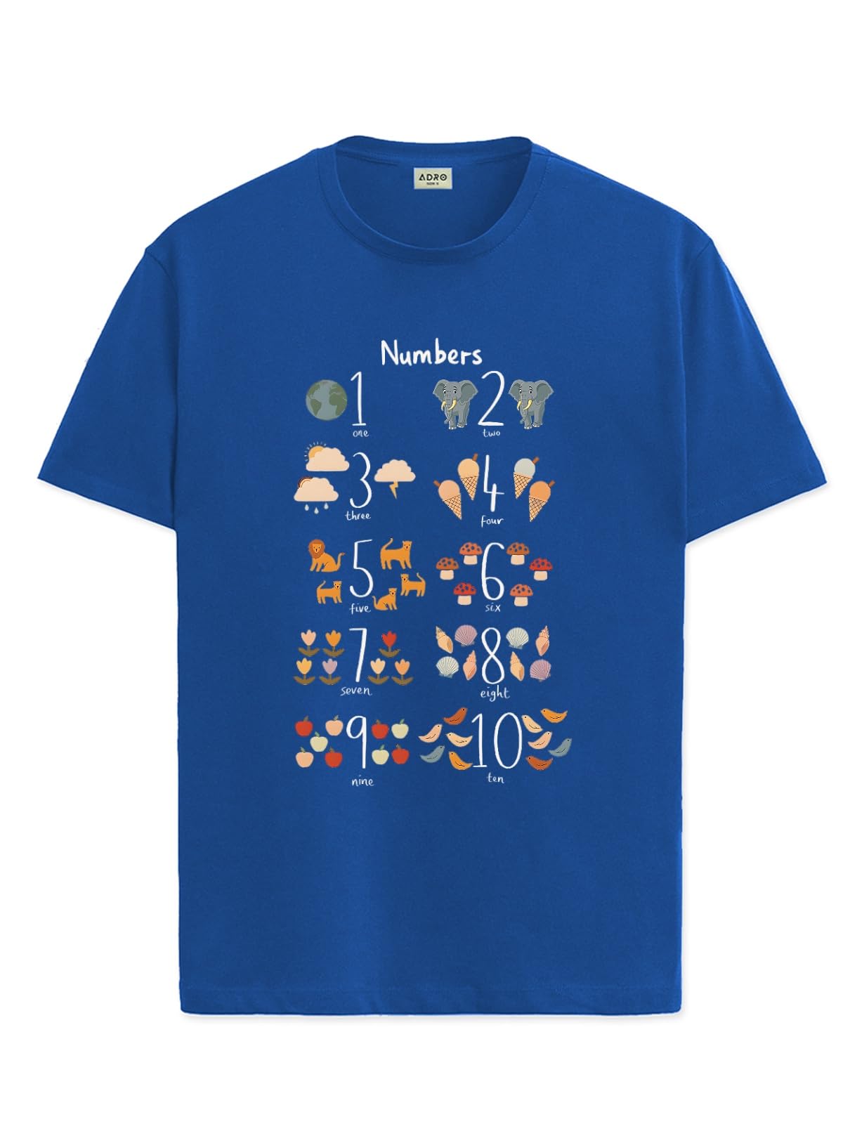 ADRO T Shirts for Boys & Girls || Learning Numbers Printed T-Shirt || Ages 3-14 || 100% Cotton Round Neck Tshirt for Boys & Girl