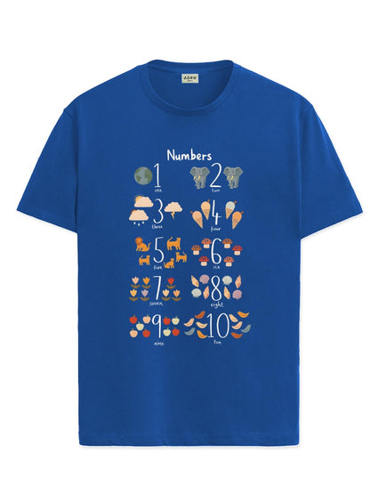 ADRO T Shirts for Boys & Girls || Learning Numbers Printed T-Shirt || Ages 3-14 || 100% Cotton Round Neck Tshirt for Boys & Girl