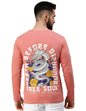 Veirdo Mens Cotton Full Sleeve Round Neck Soap Nut Graphic Printed T-Shirt Peach