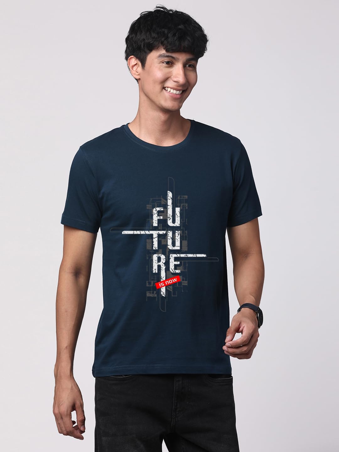 ADRO Men's Graphic Printed 100% Cotton T-Shirt - Regular Fit, Printed T-Shirts for Men (RN24-FTR-SB_Teal)