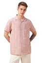 Dennis Lingo Pink Printed Polyester Relaxed-Fit Half-Sleeve Shirt For Men