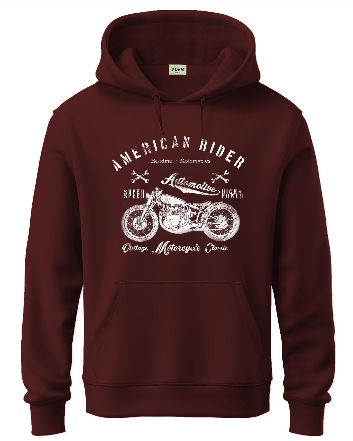 ADRO Men's Cotton Blend Neck Hooded Sweatshirt (H24-AME-MR)