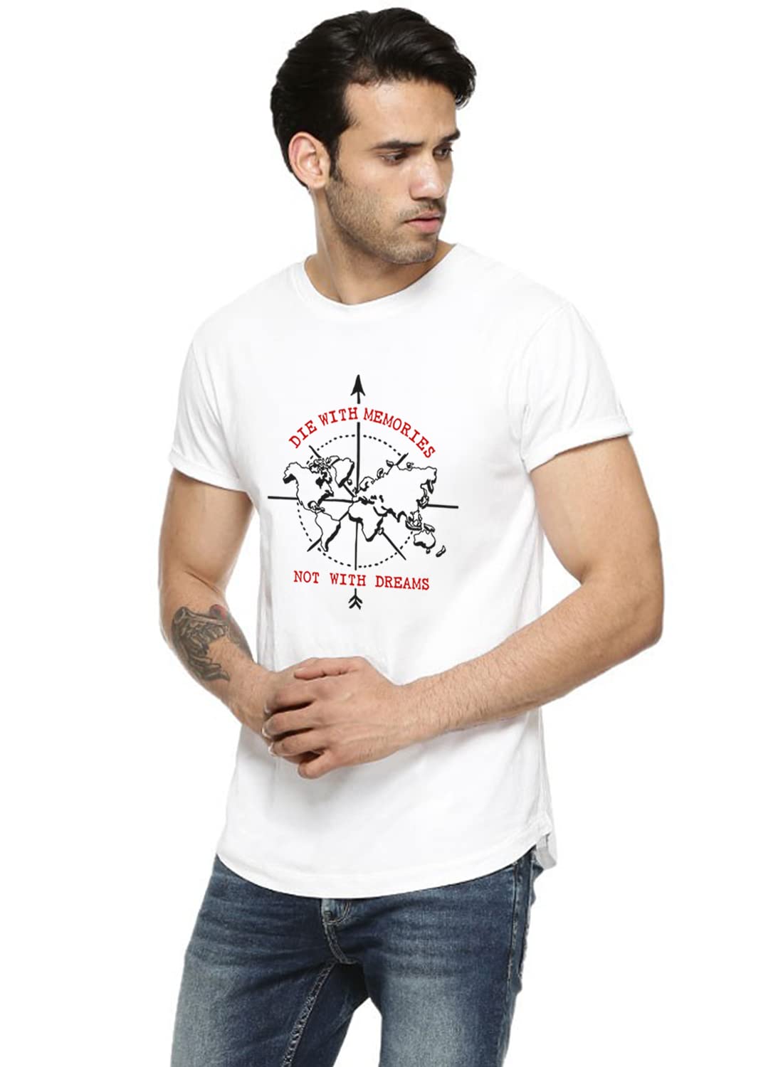 Adro Die With Memories Not With Dreams Mens Printed T-Shirt (L)