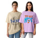 Juneberry Pack Of 2, 100% Pure Cotton, Round Neck, Oversized, Loose, Baggy Fit, Drop Shoulder, Graphic Printed, Half Sleeve T-Sh