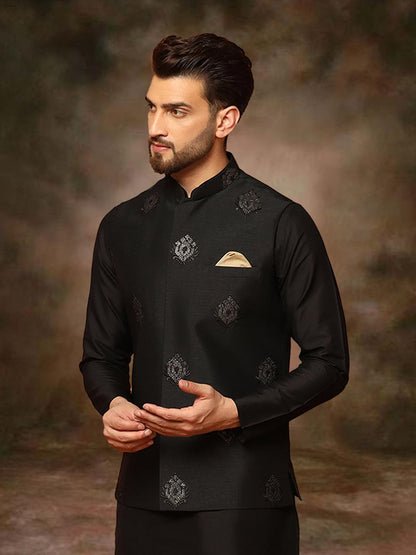 Kisah Nehru Jacket For Men  Embroidered Cotton Blend Modi Jacket | Ethnic & Formal Waist Coat For Weddings, Parties & Office Wea
