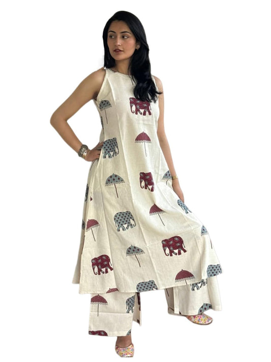 ANNI Designer Womens Rayon Viscose Anarkali Printed Kurta with Palazzo (SURAI WHITE-VKS02_XXL_White_XX-Large)