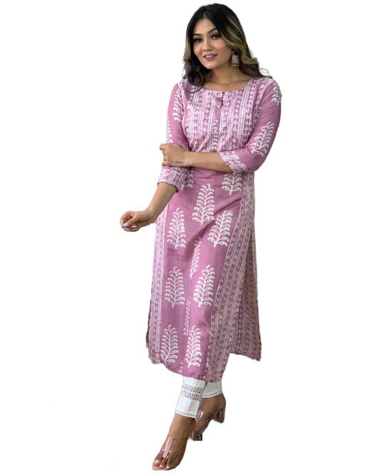 ANNI DESIGNER Women's Cotton Rayon Printed Straight 2Pc Kurta Set